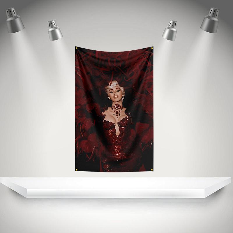 C-Cardis B Flag Rock Music Band Banner HD Printing Tapestry Exhibition, Music Band Fans, Garage Decor