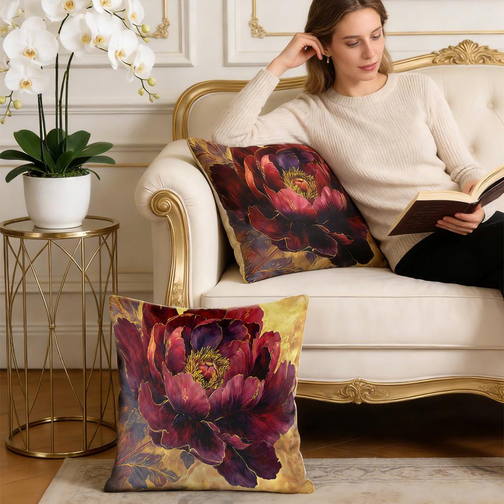 Red Peony Pillow Cases Sofa Cushion Covers Soft Pillow Covers For Home Bedroom Wedding Birthday Party Supplies
