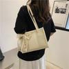 Internet celebrity spring bag women's 2025 new fashion woven shoulder bag large capacity casual contrasting straw tote bag
