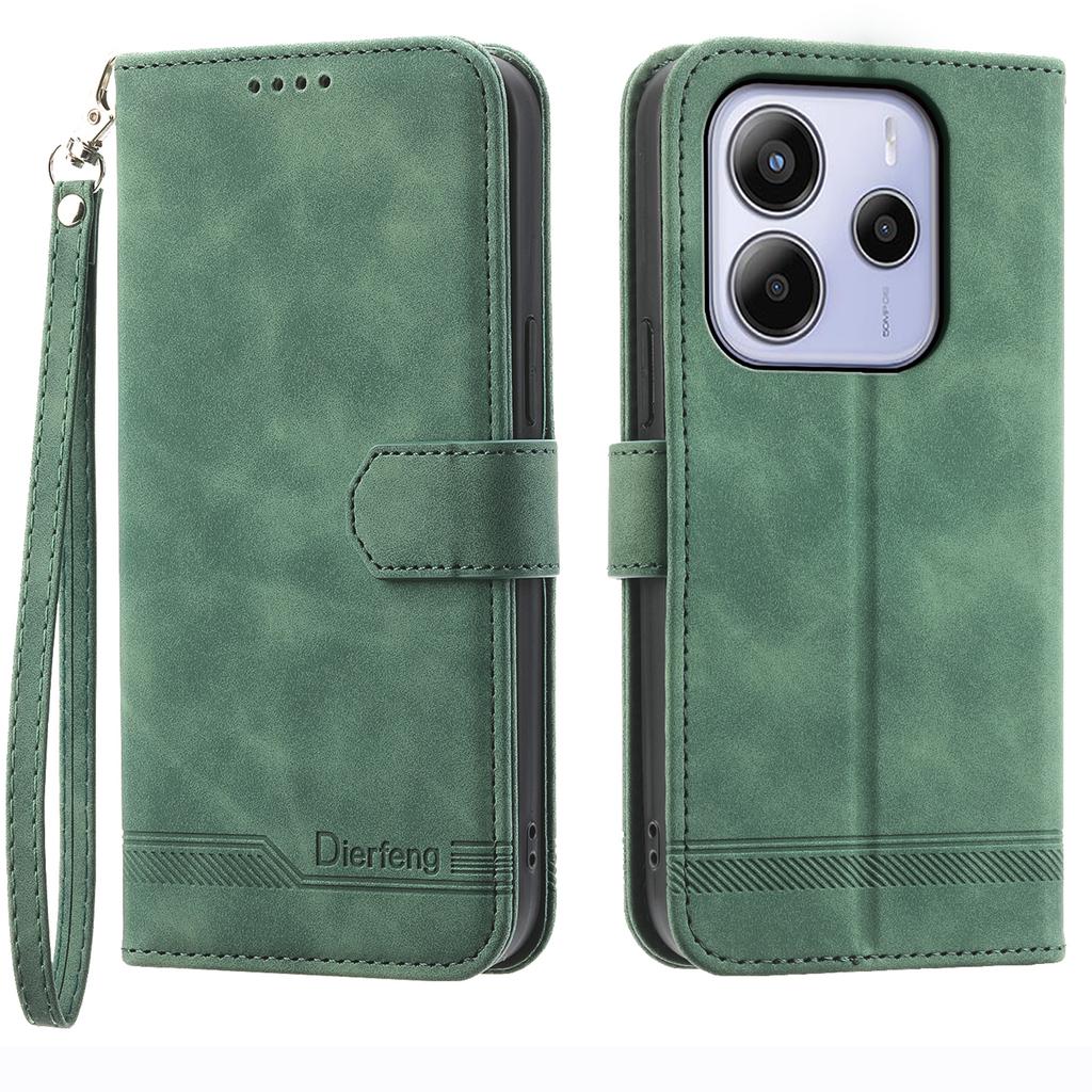 DIERFENG DF-03 For Xiaomi Redmi Note 14 4G (164.84mm) Case Lines Imprint Wallet Leather Phone Cover