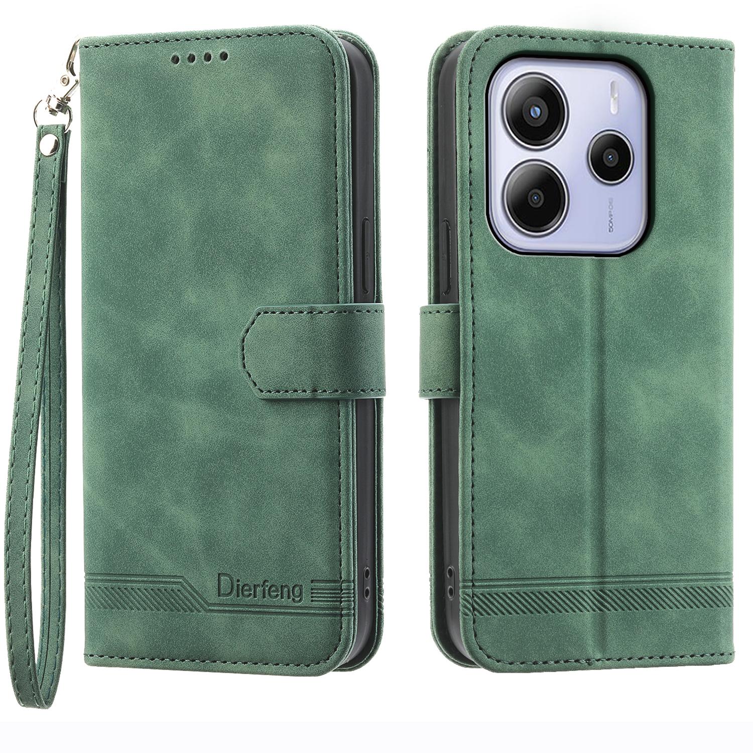 

DIERFENG DF-03 For Xiaomi Redmi Note 14 4G (164.84mm) Case Lines Imprint Wallet Leather Phone Cover F