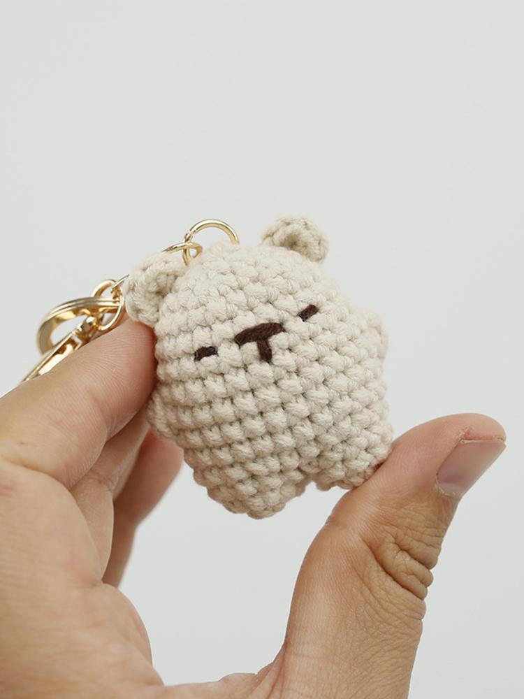 Mini Niedźwiadek Ręcznie Robiony Szydełkowany Wisiorek, Uroczy Szydełkowany na Szydełku Breloczek do Kluczy, Styl dla Pary Kreskówkowy Wisiorek do Torby