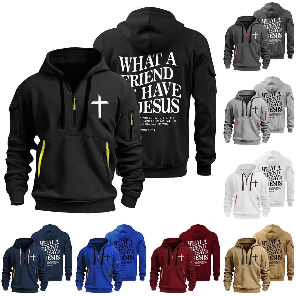 Herren einfarbiger Half-Zip Hoodie Herren Sport Übergröße Freizeit Sweatshirt
