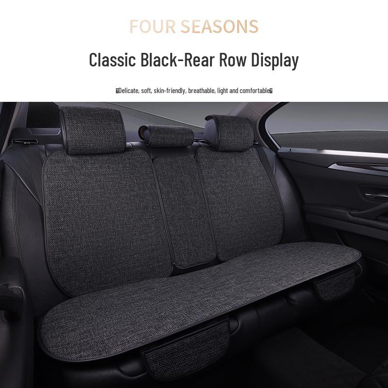 Comprehensive All-Season Linen Seat Cushion Set for Five-Seater Cars