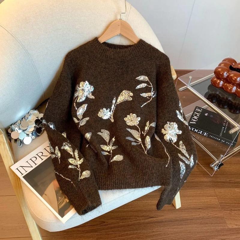Wool Sweater for Women Autumn Winter Thickened Pullover Warm Knitted Stretchy Long Sleeve Oversize Jumper Tops