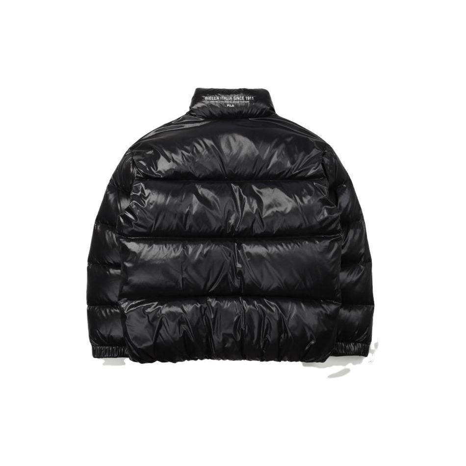 FILA Solid Color Zip Stand Collar Warm Loose Short Down Jacket Unisex Jacket Black FS2DJD4108X-BLK