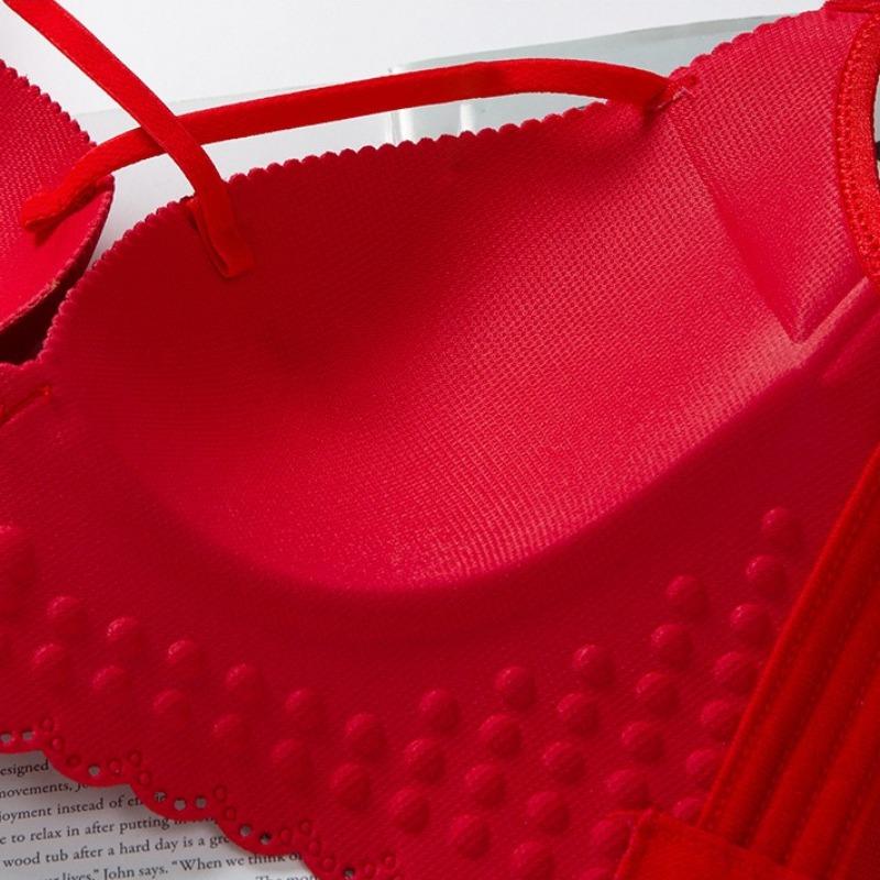 Fat Girl's No-rim Cross-gathering Plus-size Underwear with Adjustable Shape and Beautiful Back Large Cup and Side-breasted Bra