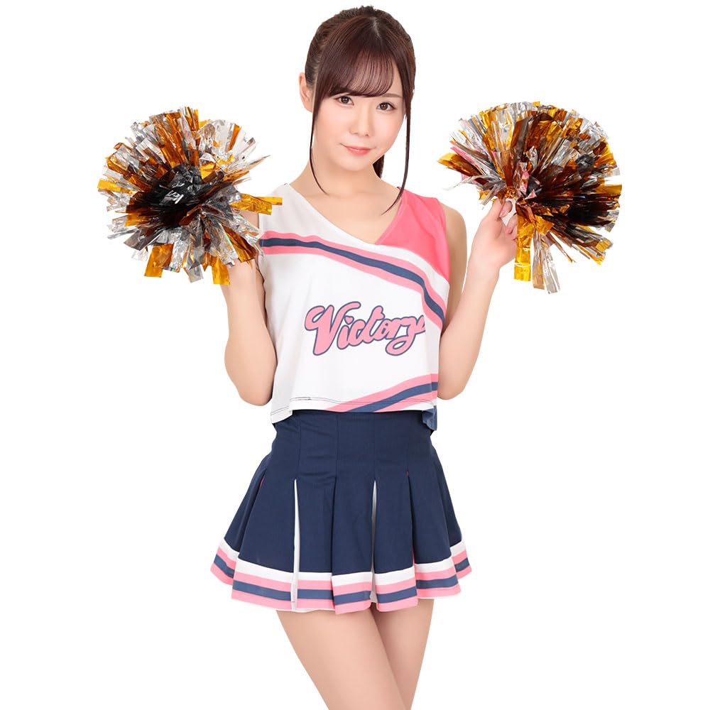 Cheerleader Uniform Cosplay Costume A&Tcollection Women's (Pink, L)
