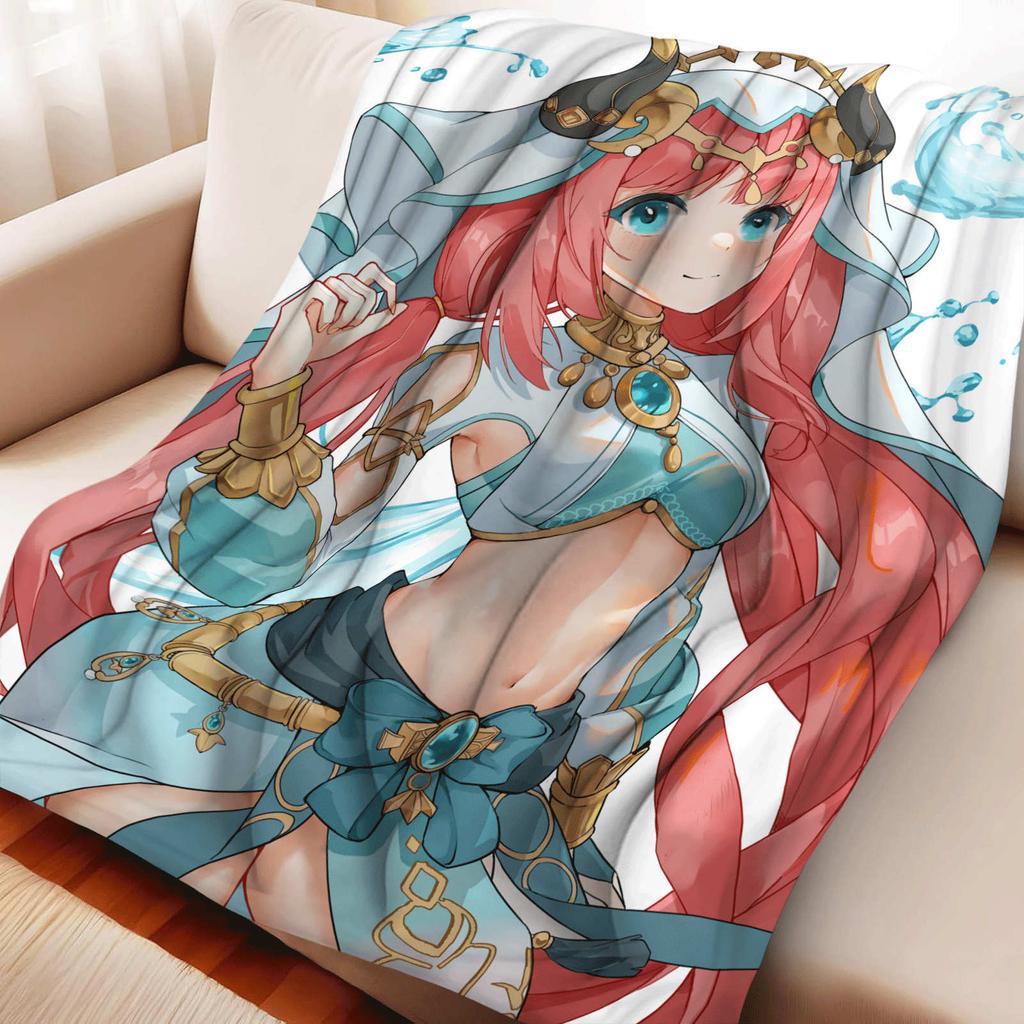Cartoon Genshin Impact Xilonen Furina Flannel Blanket Cover Warm Soft Anime Blanket Multifunctional Decor Home Universal Blanket