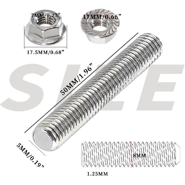 M8*1.25 Studs Kit Exhaust Studs And Nuts Kit Compatible With Ford 4.6L 5.4L F150 F250 Studs And Nuts Stainless Steel