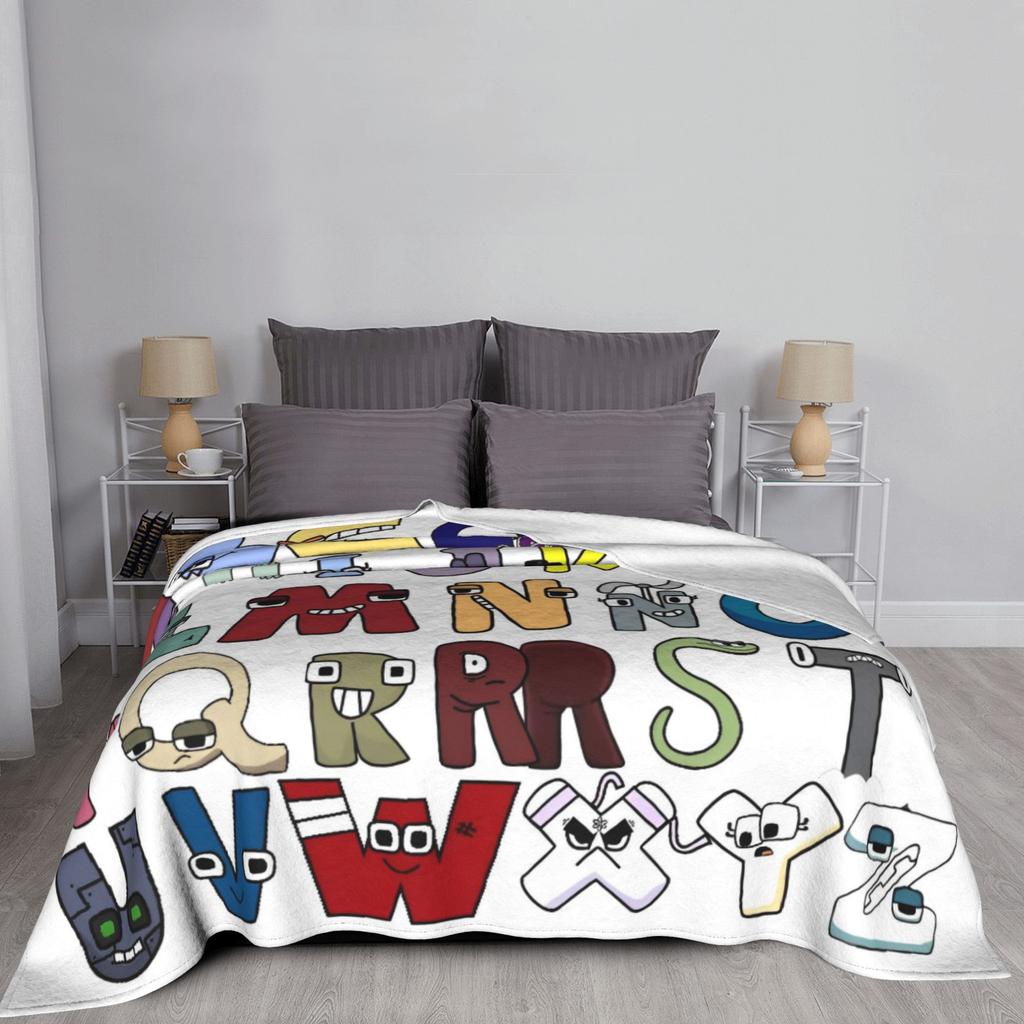 Alphabet Lore English Cartoon Blankets Villain Letter ABC Fuzzy Funny Soft Throw Blankets for Bedspread Autumn/Winter Office