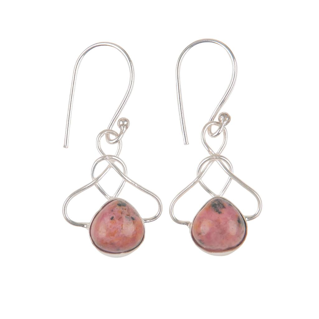 Natural Black Rhodonite 925 Sterling Silver Handcrafted Jewelry Designer Earrings 1.50" For Her EE-2-33