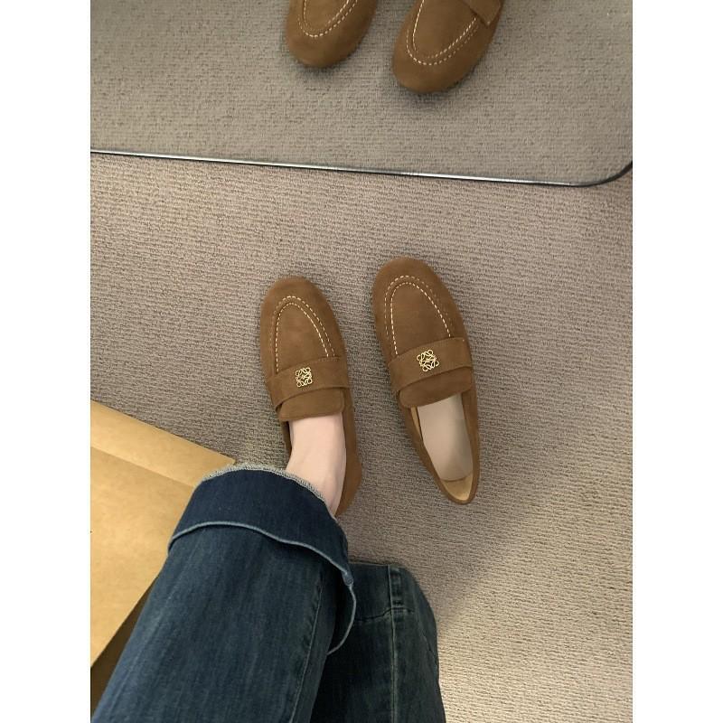 Frosted Doudou shoes lazy one-pedal soft-soled single shoes Mori casual small leather shoes