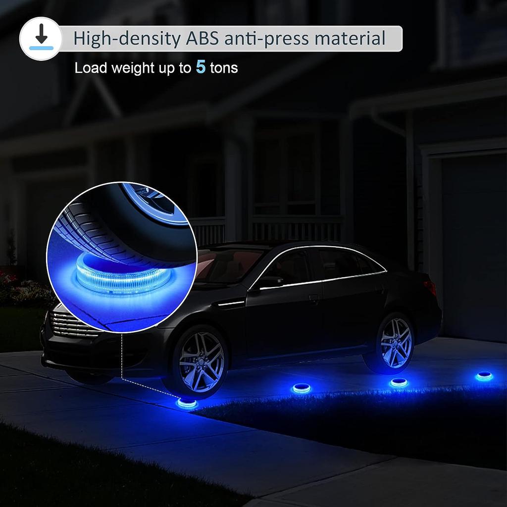 Hot Outdoor IP68 Solar Powered Blue Deck Lights 4 Pack Ground Pathway Driveway Garden Lamp Led Step Lights Landscape LiFePO4