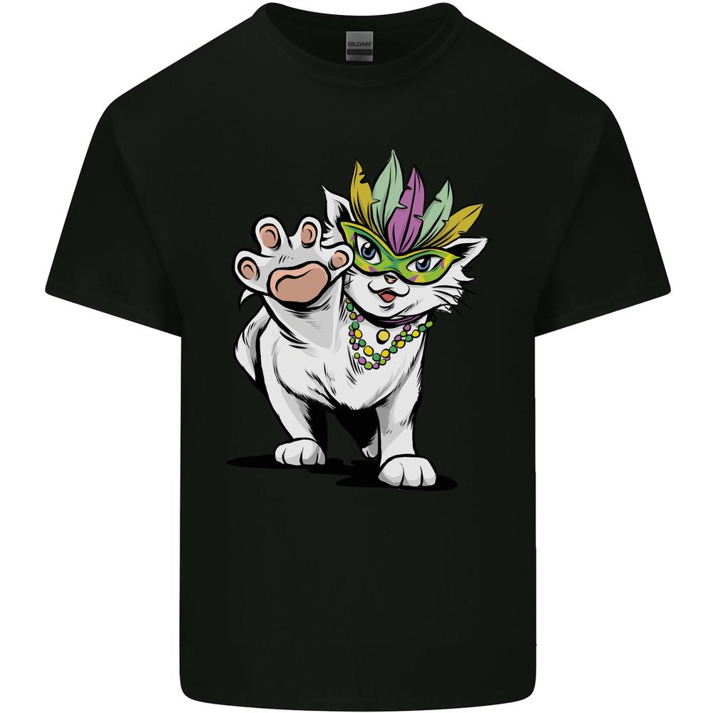 Mardi Gras Festival Cat Mens Light Cotton T-Shirt Unisex T-Shirt S
