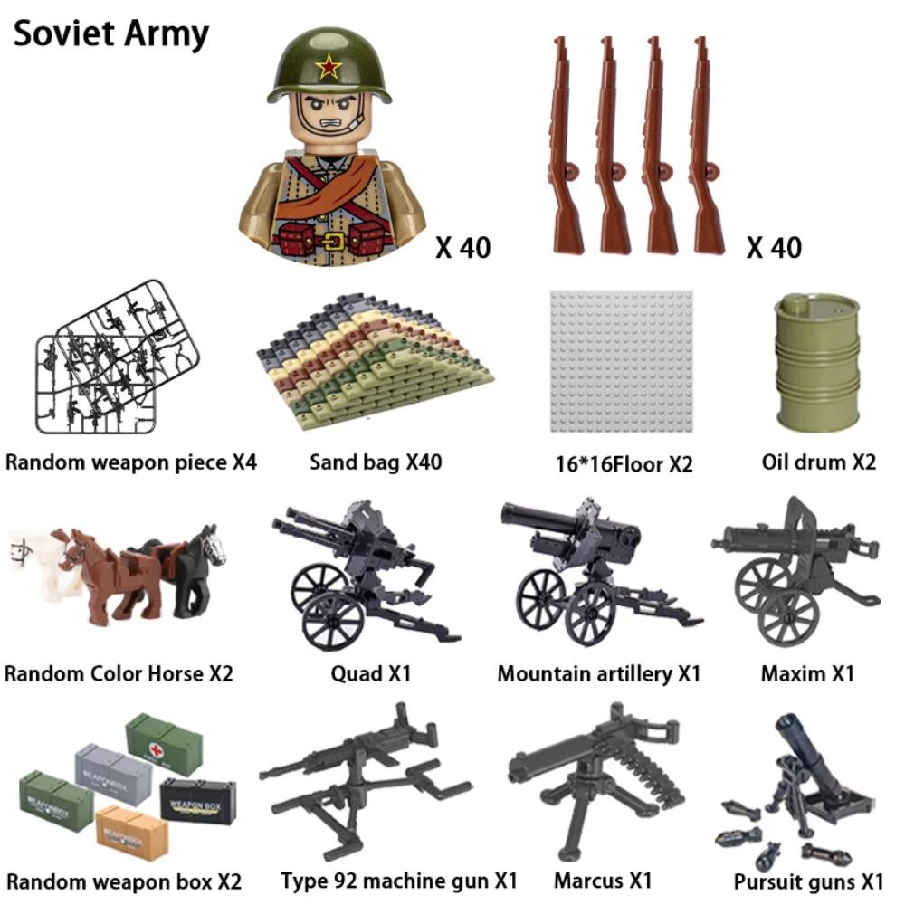 WWII Infantry Military Soldier War National Army Mini Gun Weapon Models Building Blocks Building Blocks Toys for Kids