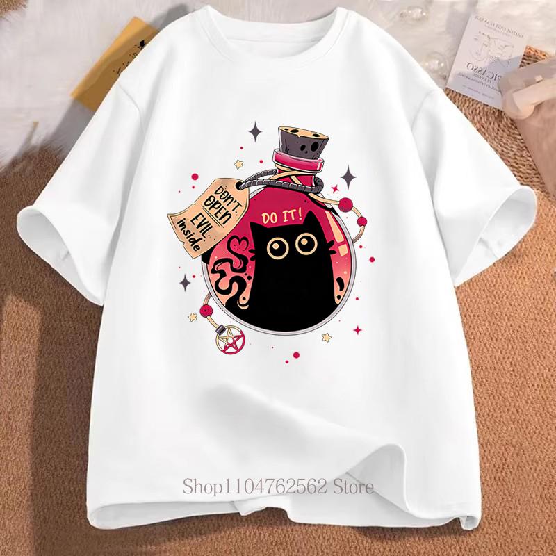 

Hope Cat in The Bottle Tshirt Summe Women Clothing Casual Fashion Kawaii Funny Meme Oversize Short Sleeve Tops Tshirts S