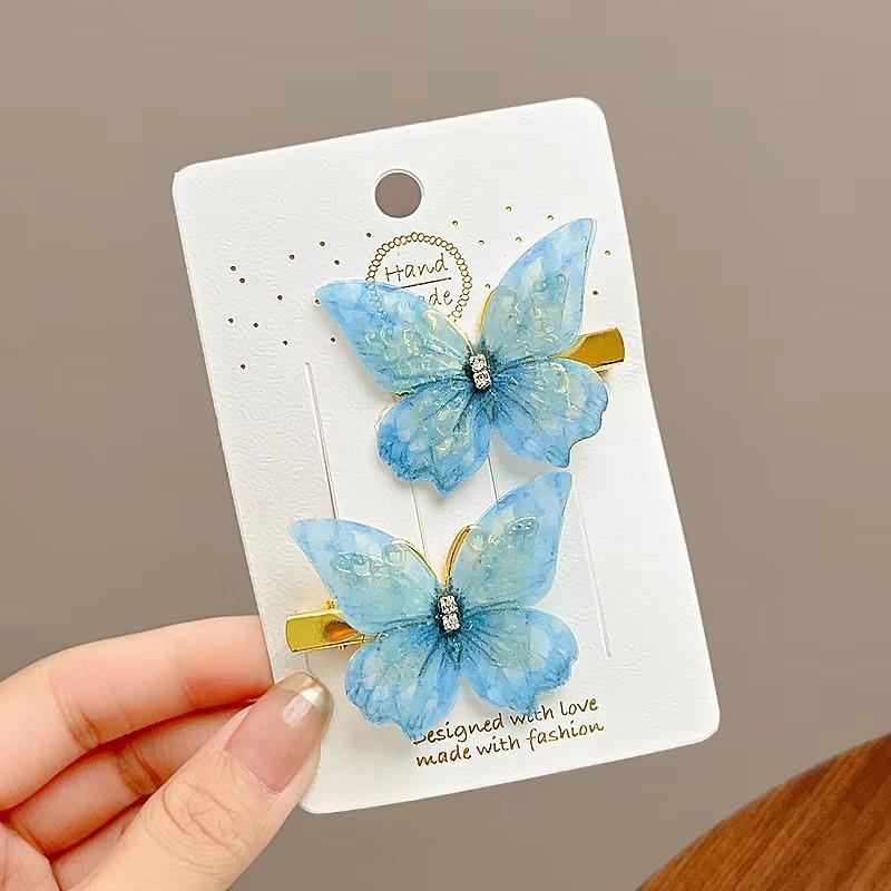 

2 шт./набор Красочные шифоновые искусственные бабочки Заколки для волос для девочек Милые аксессуары для волос Сладкое украшение для волос Заколка-автомат