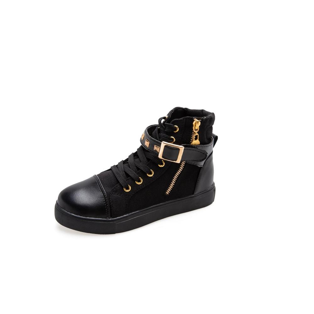 High-top Canva Shoes  Women's Couple Shoes Classic Versatile Preppy Style Fabric Board Vintage Three-times Cured Student