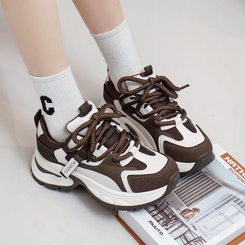 Dámské Dad Shoes Jaro Nová Móda Ins Všestranné Korejský Styl Silná Podrážka Prodyšné Studentské Volnočasové Tenisky A002