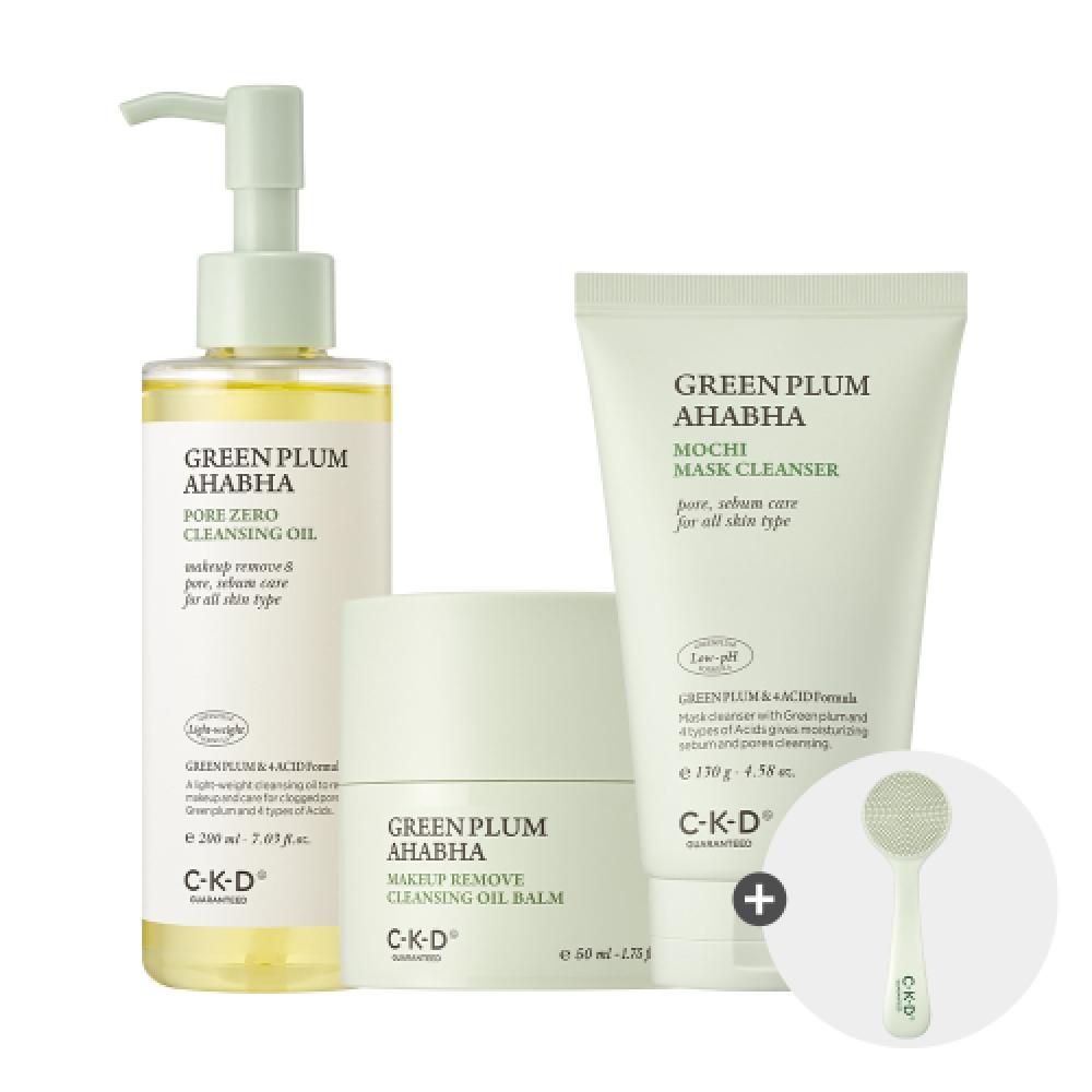 Ckd Guaranteed Green Plum Aha Bha Cleansing Oil 200ml + Pack Soap 150ml + Oil Balm 50g  + Free Pore Sebum Brush NONE