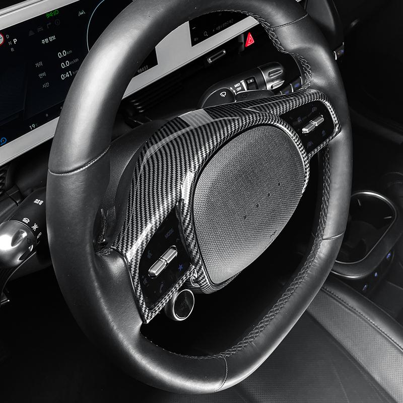 For Hyundai IONIQ 5 -2024 Carbon Fiber ABS Steering Wheel Cover Interior Steering Tuning Handle Button Trim Frame LHD RHD