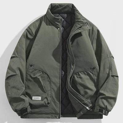 Herren Retro Einfarbige Winter-Arbeitsjacke mit Stehkragen
