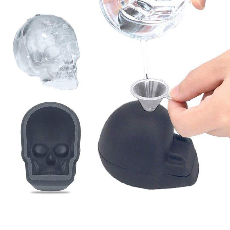 3D Skull Head Ice Cube Mold Skull Shaped Whisky Wine Ice Cube Tray Maker Chocolate Mould Bar Party