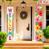 2D Flat, 2pcs Hawaiian Luau Party Banner & Door Couplets - Tropical Welcome Sign Suitable for Pool Party Decorations, Beach Themed Birthday, Hawaiian 