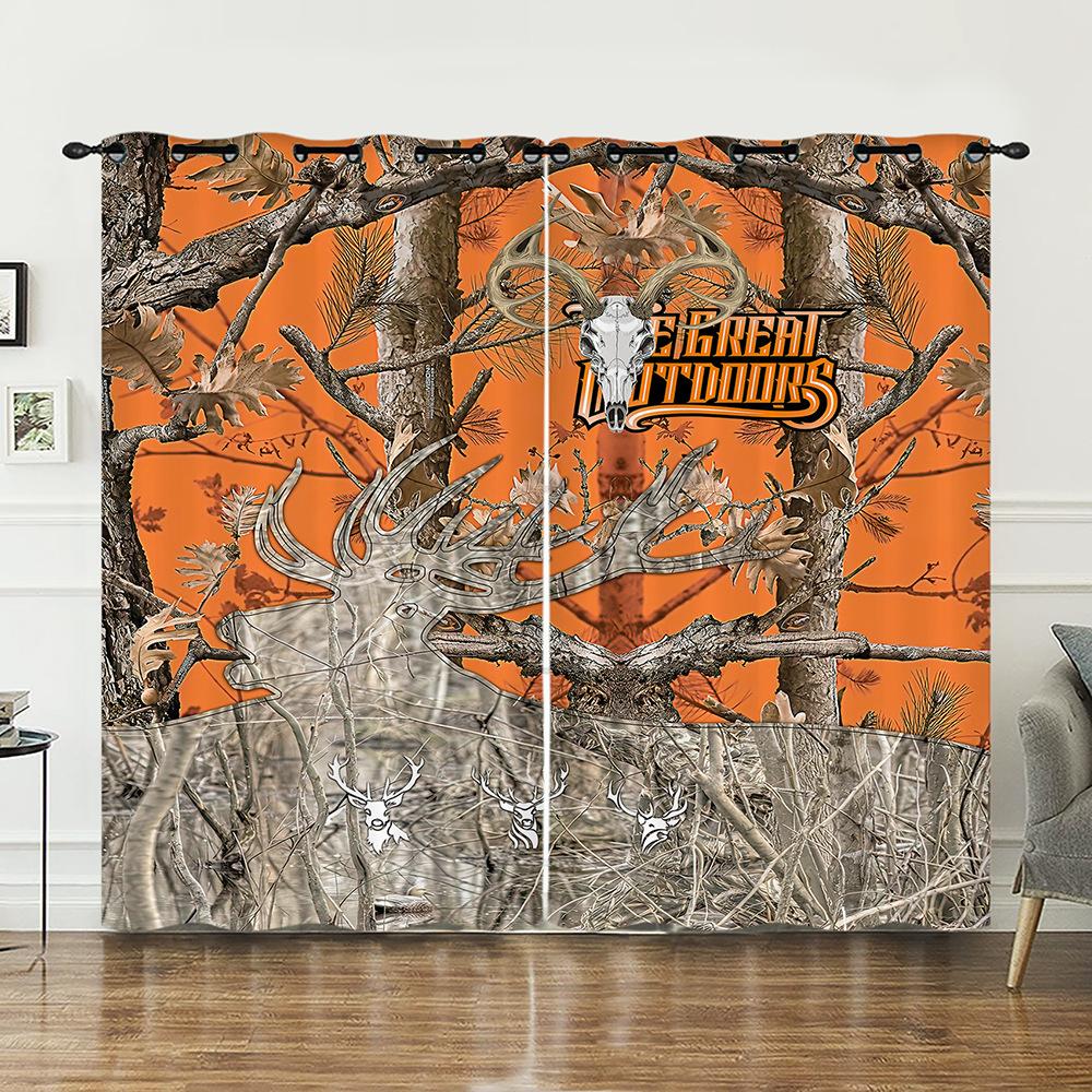 Curtains Animal Deer Pastoral Curtains Digital Printing Blackout Curtains No Punching