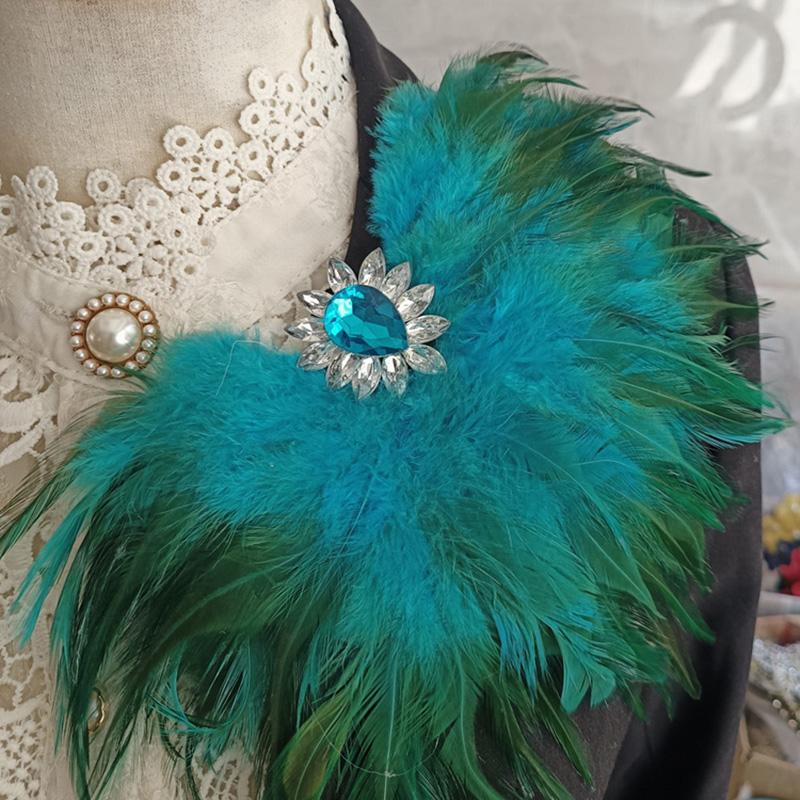 Unisex Rhinestone Feather Brooch Crystal Pin for Dress Jeans Waist & Shoulder Corsage Party Epaulet Decor for Carnival Stage