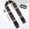 Black Satin Double Layer Tassel Graduation Stole with Logo for Coming-of-Age Ceremony