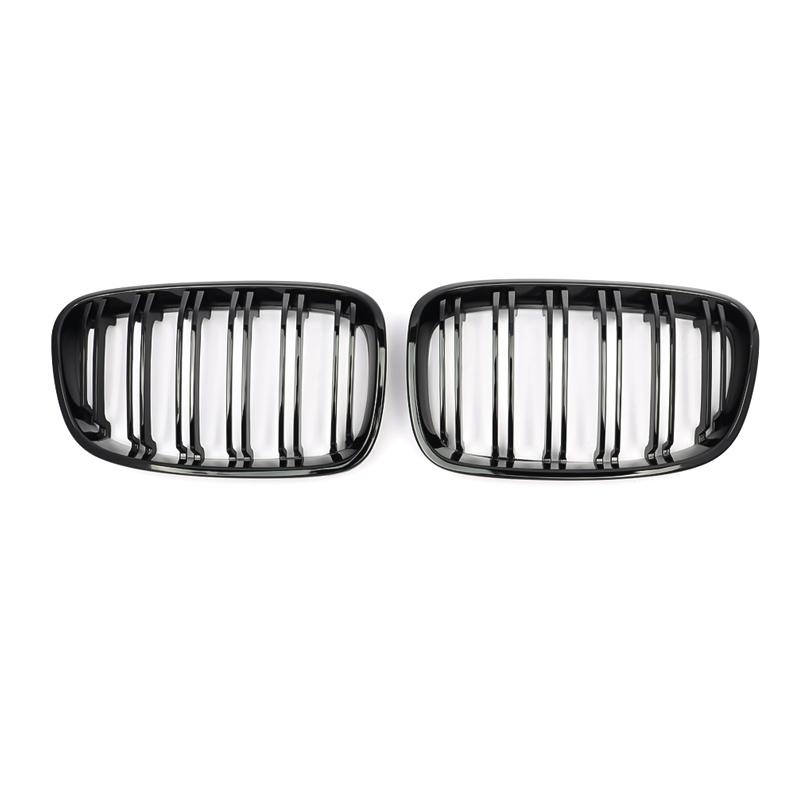 For 2011-2014 BMW F20 F21 1-Series M Look Kidney Grille Grill Gloss Black Twin Bar CAR Accessories QCYZR1