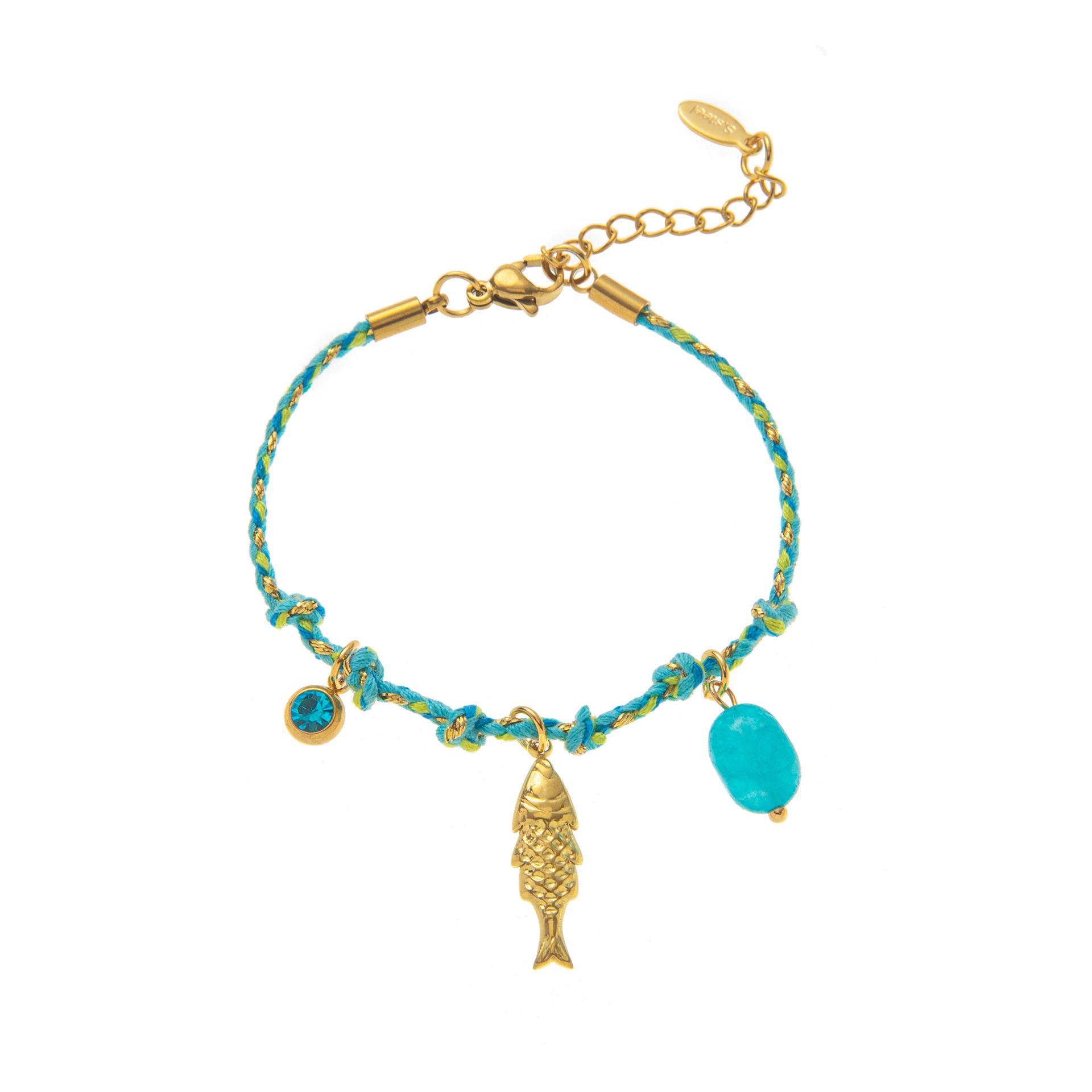 

Woven Rope Bracelet Fashion Sun Cherry Small Flower Small Fish Boots Bracelet Titanium Steel High Color Retention