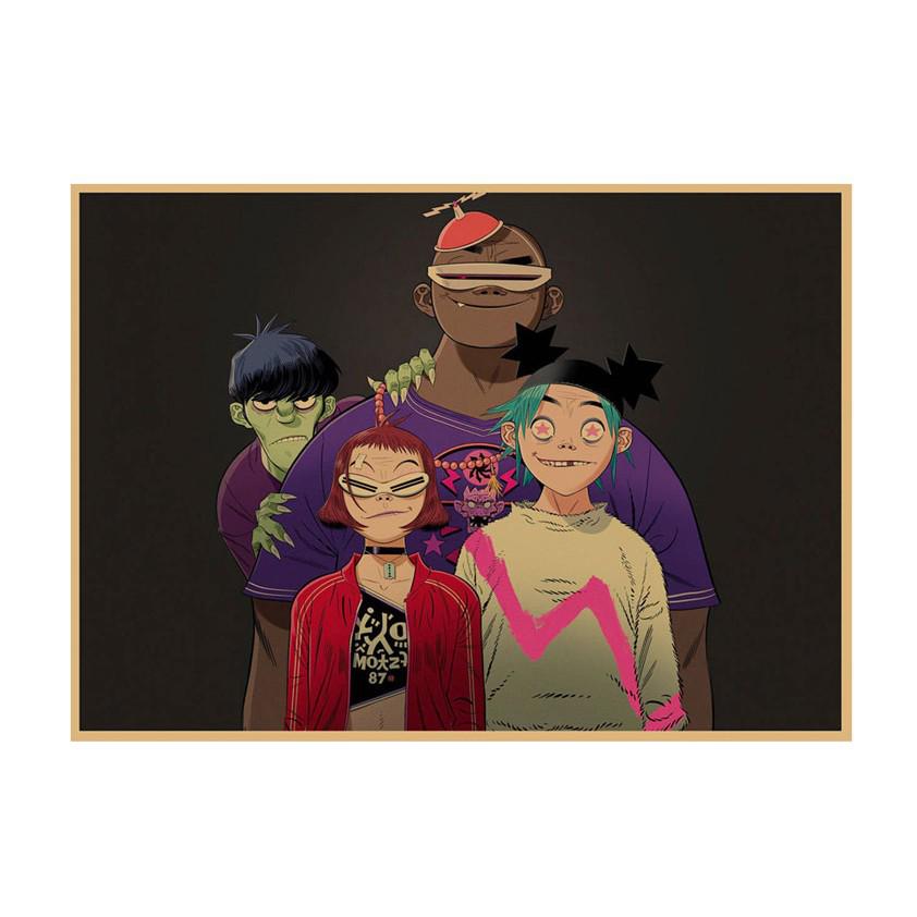 

Gorillaz Virtual Band Kraft Paper Poster for Cafe or Music Restaurant Wall Decor 42X29.7cm (A3 size)