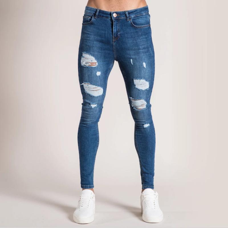 

New Men s Pants White Hole Slim High Waist Jeans Men s S белый