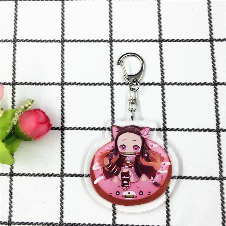 Key Rings Anime Games Around Demon Slayer Blade Cartoon Character Acrylic Keychain Metal Decoration Accessory Gift Pendant