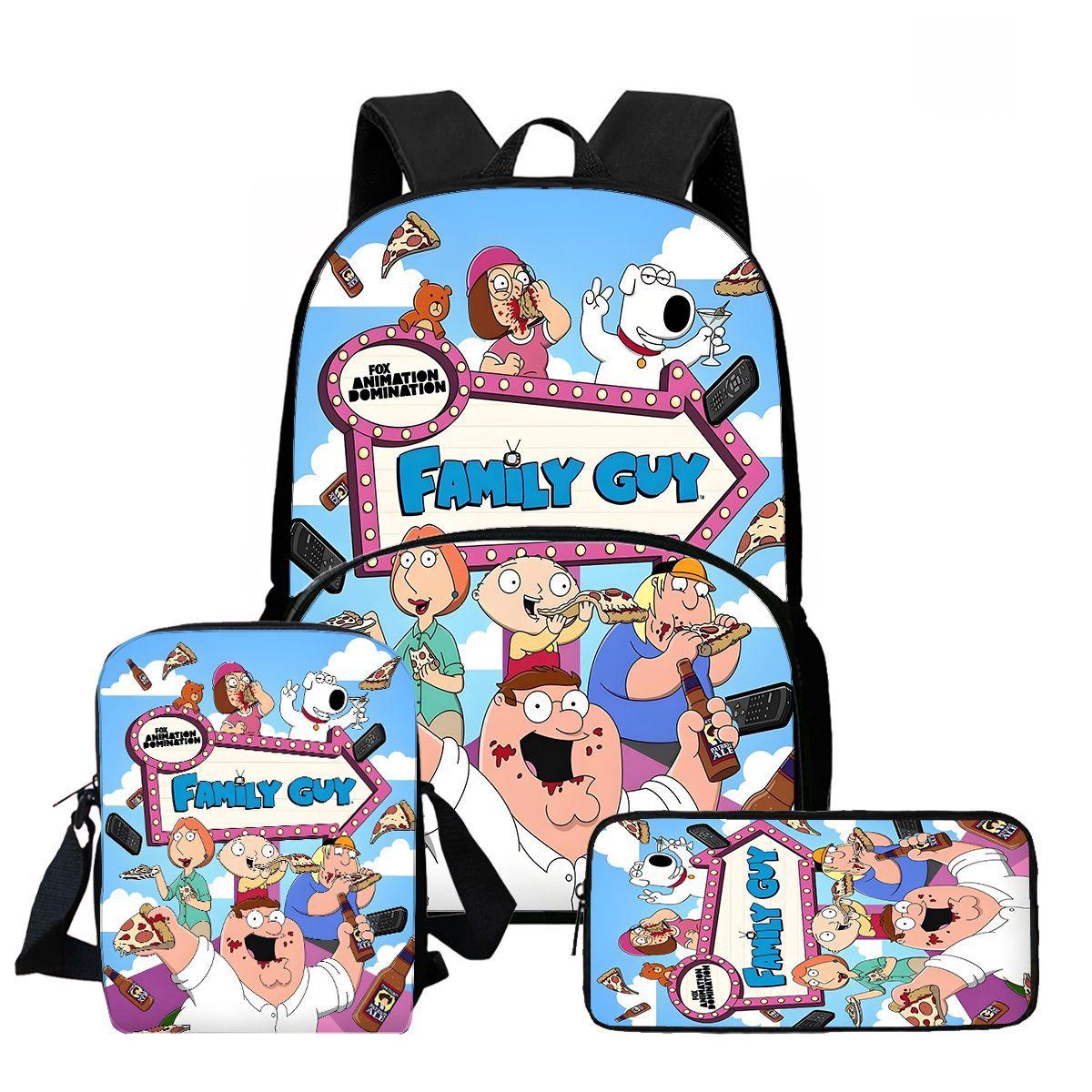 Spoof Home Family Guy Three-Piece Leisure High Definition Printing Primary School Students Lightweight Backpack