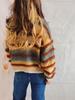 Autumn and winter loose gradient color striped imitation mink knitted round neck long sleeved pullover sweater for women 3557 KTB