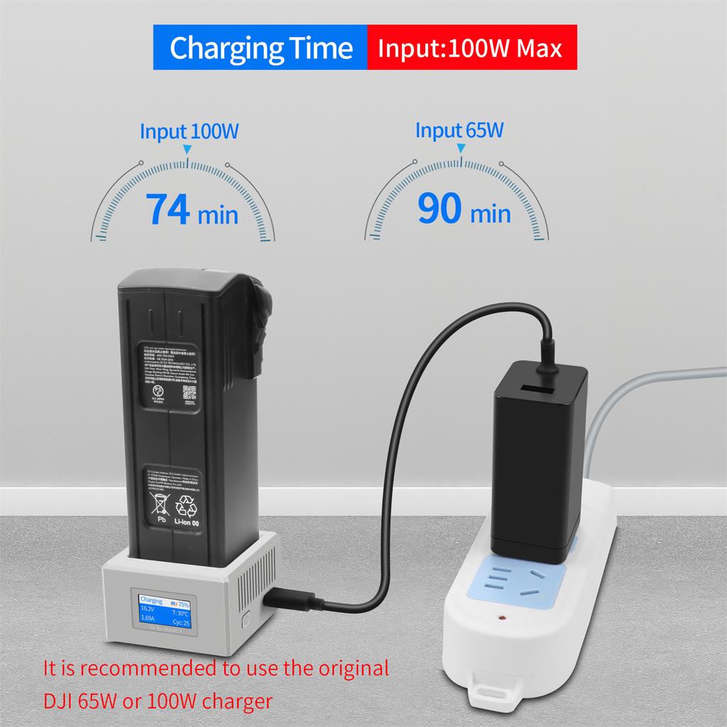 Digital Display USB Battery Charger for Mavic 3/3 Pro Drone Batteries Convenient Charging Portable and Easy to Use
