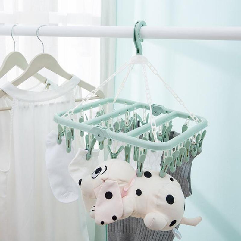 Folding Clothes Drying Rack Underwear Socks Clip Multifunctional Best Clothespin Rack Plastic Cloth Drying hanger Towel Laundry Pegs for Home