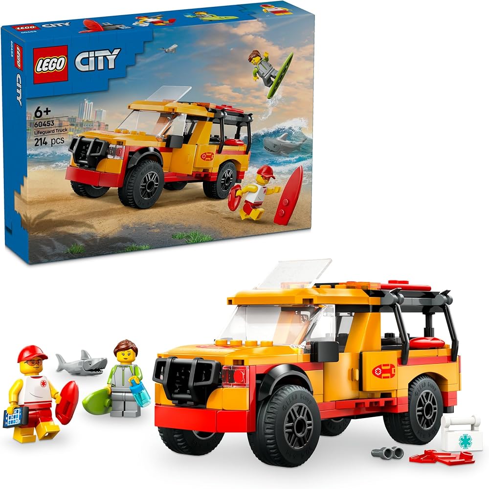 LEGO City Lifeguard Rescue Truck Toy for Kids 6-9 Years Building Blocks Vehicle Playset 60453