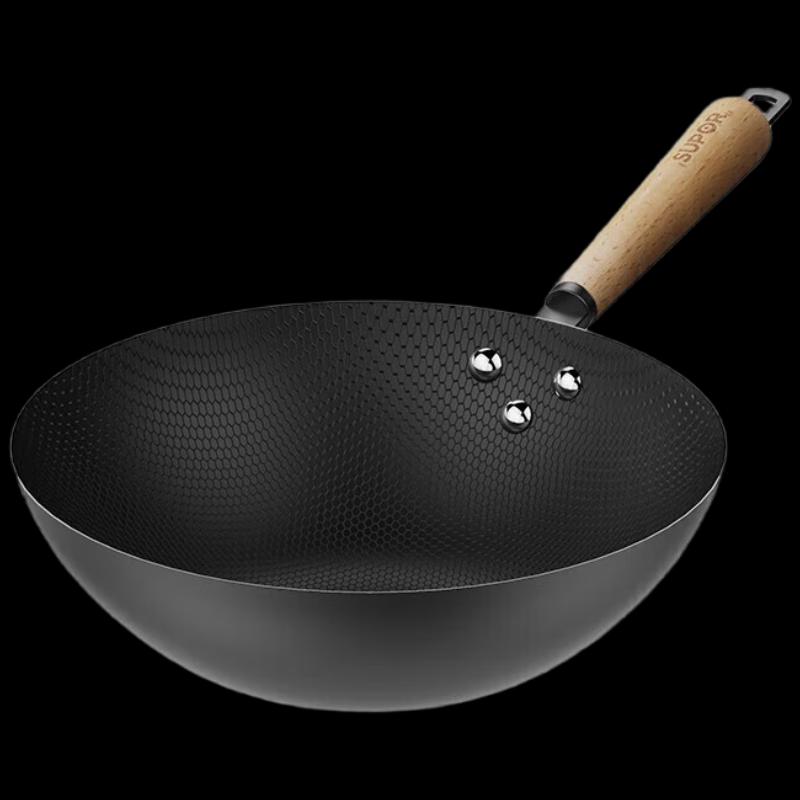 SUPOR 32cm Non-Coated Honeycomb Iron Wok