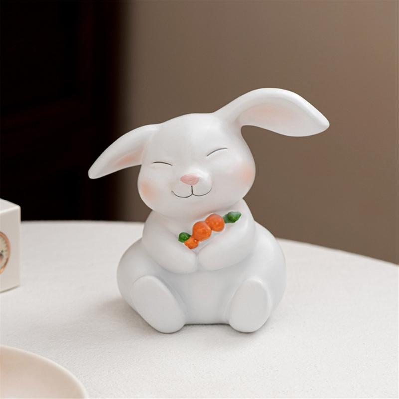 Easters Bunnies Ornament Resins Rabbit Hugging Carrot Figurine Sculpture Tabletop Decors for Holiday Decoration Lover