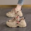 Women'S Sporty Dad Shoes Thick Bottom Casual Soft Sole Small Size Trendy Summer New Style Over Ankle Tie-Up Polyurethane