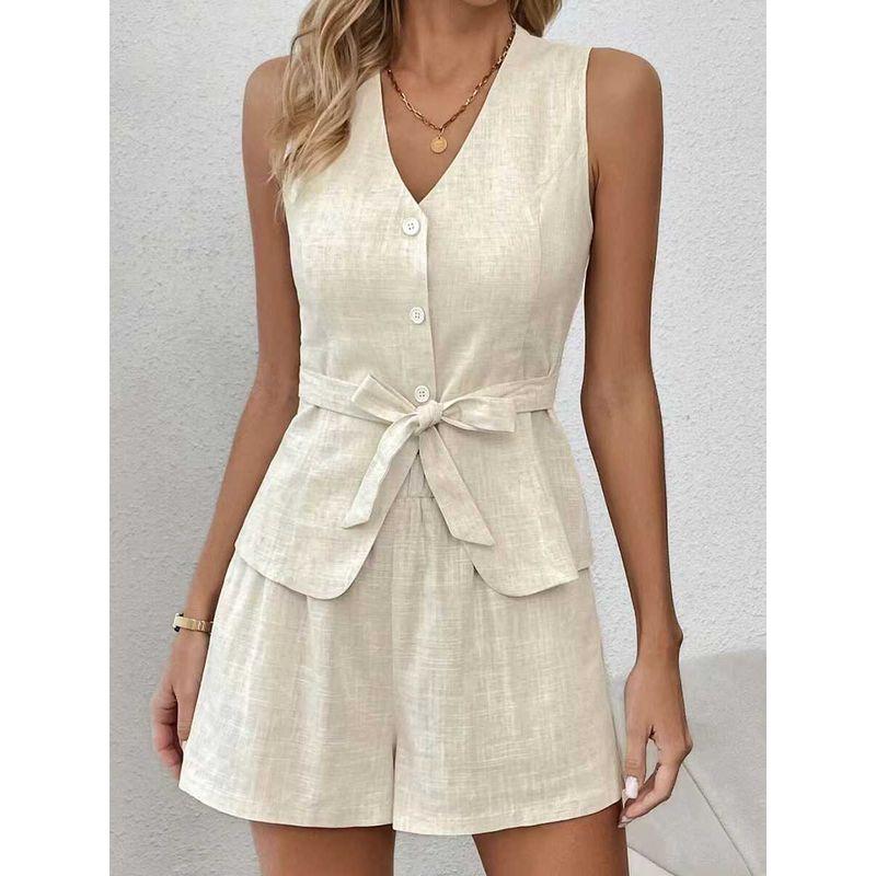 Western Style Summer Fashion Casual Sleeveless Vest Shorts Two-piece Set Tank Top and Shorts Set
