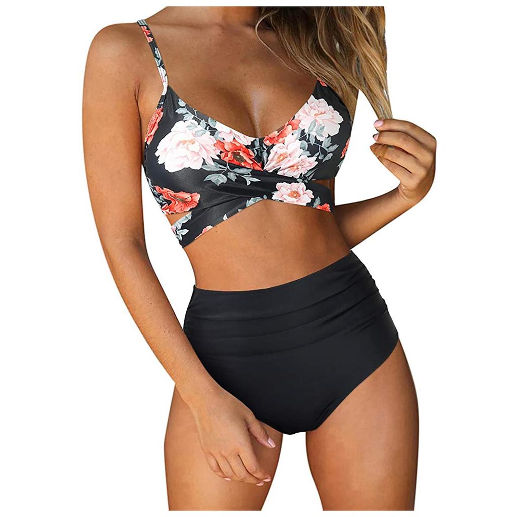 Women's Striped Printing Padded Push Up 2 Piece Bikini Sets Swimsuits Beachweart