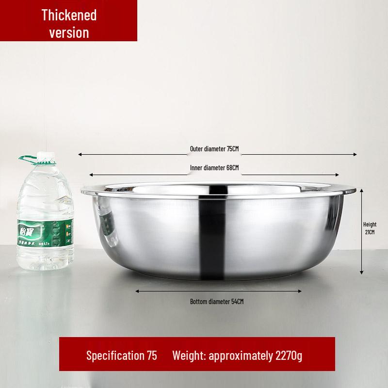 Stainless Steel Basin, Large/Extra-Large: Ideal for Washing Vegetables, Mixing Dough, or Bathing.