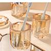 Natural Crystal Bathroom Set Portable Soap Dispenser Shampoo Empty Bottle Amber Color Bath Supplies Mouthwash Cup Storage Tray
