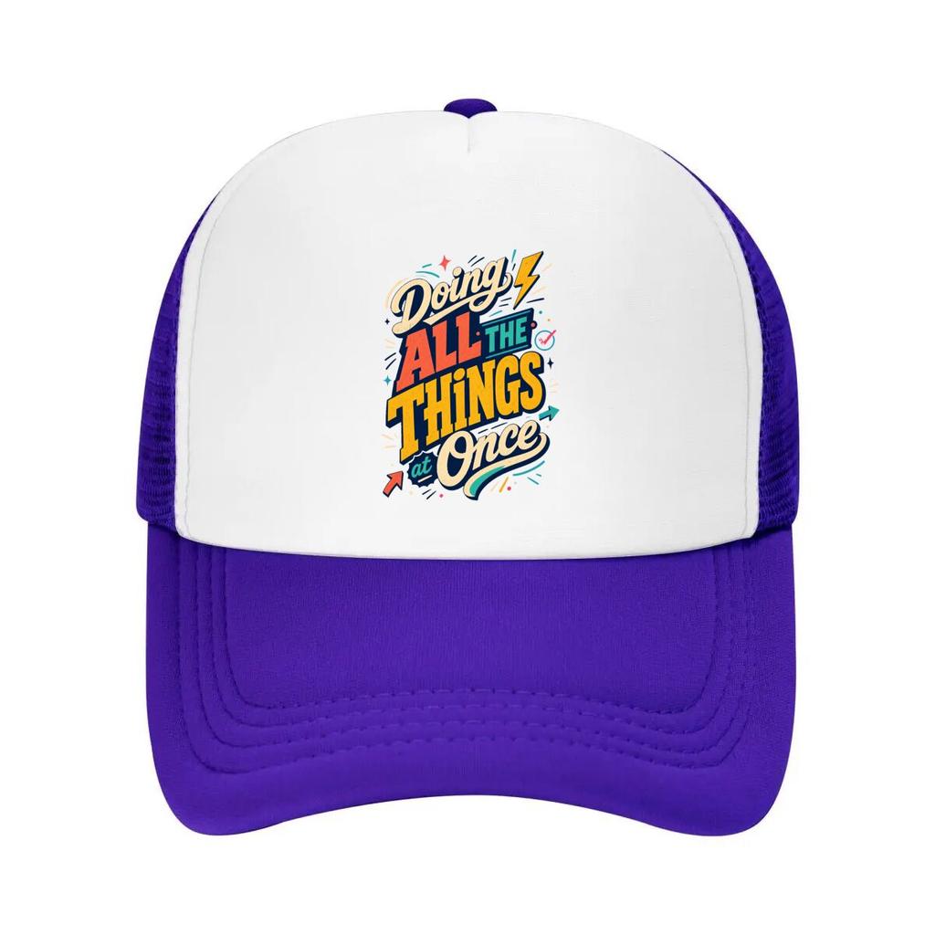 Playful Multitasking Chaos Quote Des Mesh Baseball Cap Casual Hat Outdoor For Womens Unisex FeUnisex